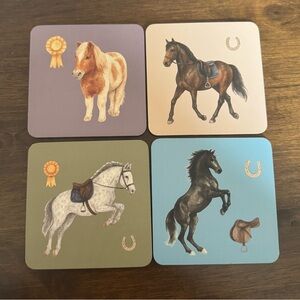 Forelock & Fringe Horse Cork Coasters - Brand New